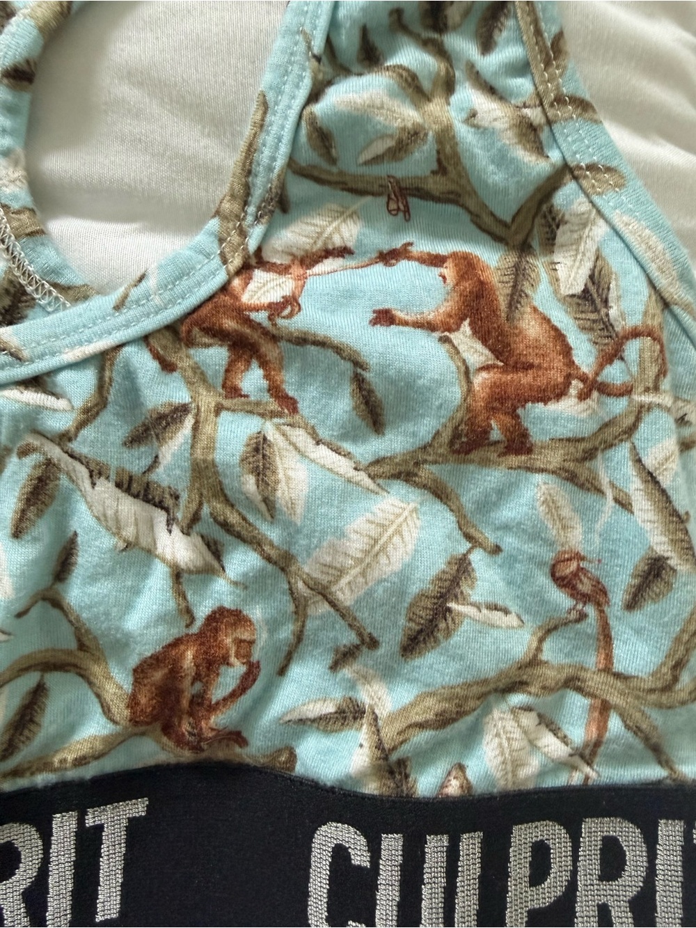 Culprit Micromodal Matching 2 Piece Monkey Print Racerback Bralette & Shorts Set - Picture 2 of 5